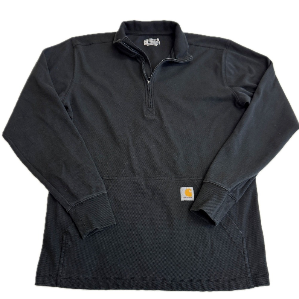 Carhartt Pullover Mens Medium Black Quarter Zip Relaxed Fit Knit 104428